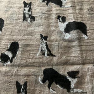 Border Collie Scarf, Cotton/Polyester, Tan, 75" long x 28" wide
